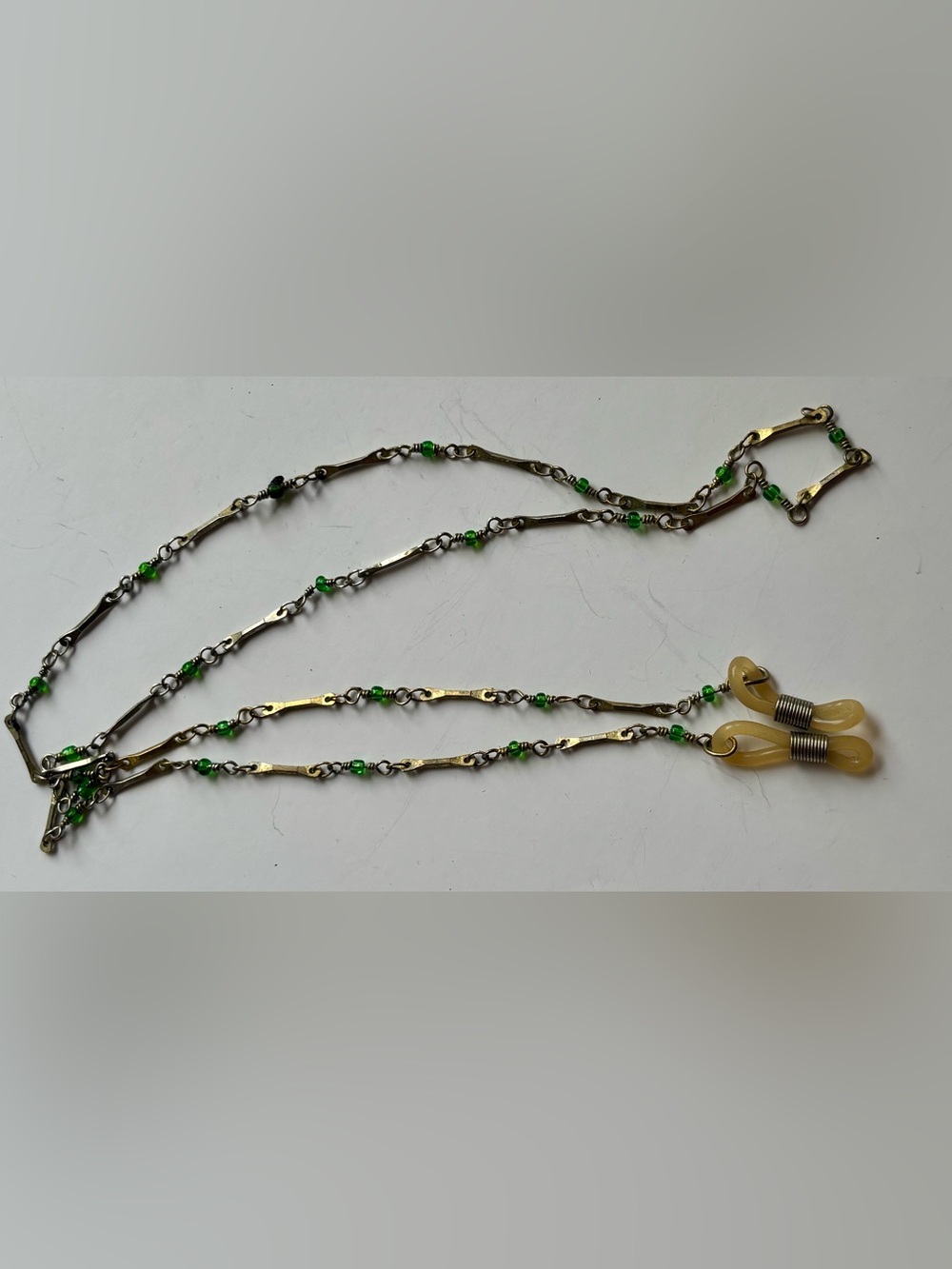 Vintage Green Bead Eyeglass Chain Wire Wrapped Glasses Cord Lanyard 24"